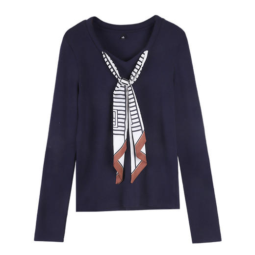 百媚生 丝巾打底衫内搭通勤风气质长袖t恤81612 商品图4