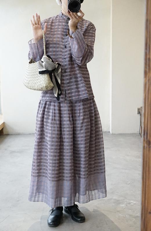 Khadi and Co丝棉格纹半裙 商品图1