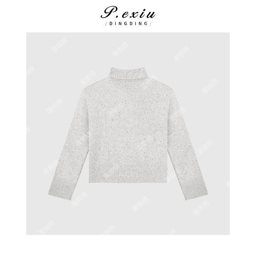 A008潘依绣丁丁宠粉100羊-毛 气质温柔花纱高领毛衣 Q45016 商品图1