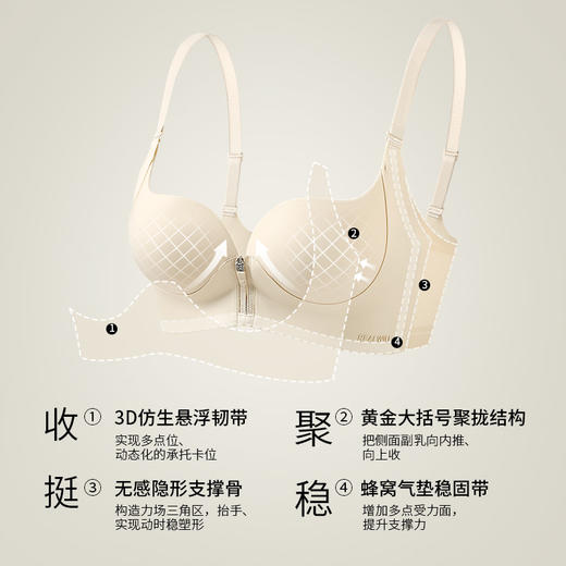 💗A1-【小提拉A-C杯】【送细闪钻带】【首创前拉链升杯 聚拢显大】【3D仿生悬提拉】润微一拉聚显圆显大 能聚拢能提拉  一拉聚 商品图4
