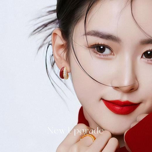 雀说 复古红色珐琅滴釉耳环女高级感耳钉tfy8773e 商品图1