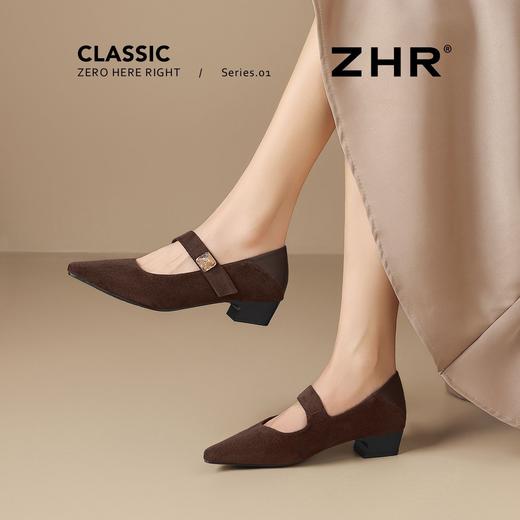 ZHR则则尖头方扣粗跟玛丽珍鞋女鞋2026新款法式优雅简约浅口单鞋 商品图9