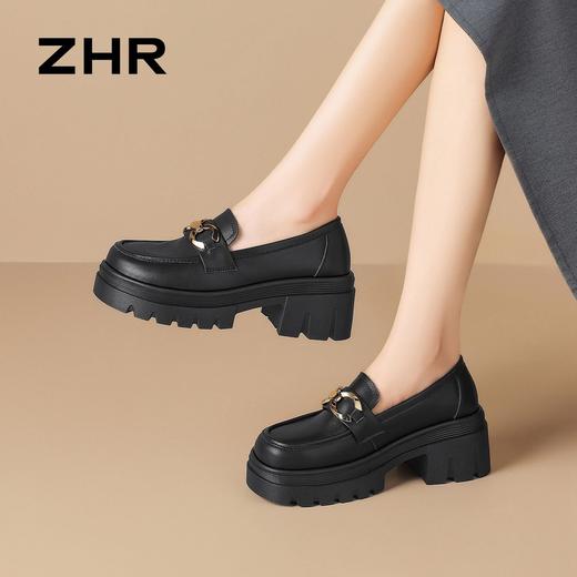 ZHR则则头层牛皮双环扣厚底乐福鞋2026春季新款气质舒适通勤单鞋 商品图8