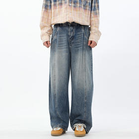 做旧水洗开门襟半松紧牛仔裤-纪念日百货门店同款169265645