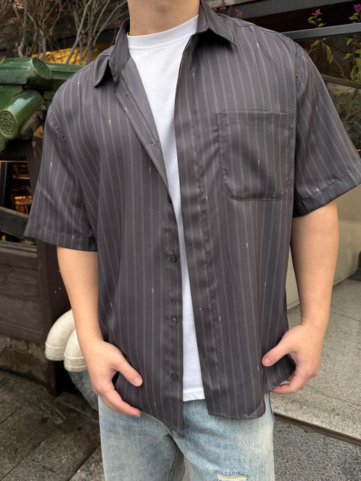 中性款提花短袖衬衫hu024 商品图4