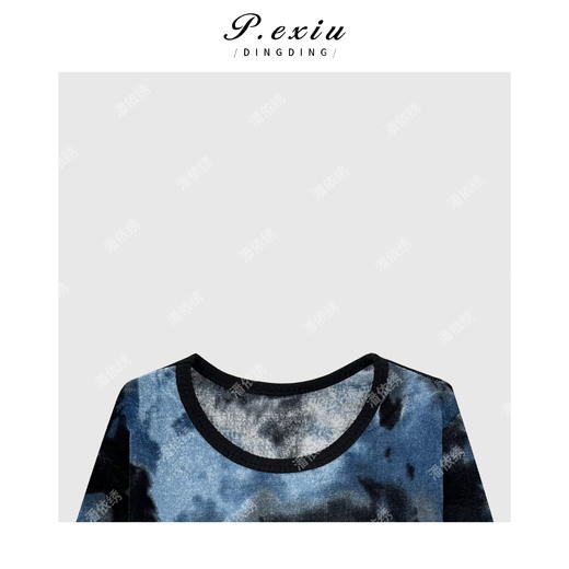 04-6潘依绣丁丁宠粉新中式撞色水墨晕染T恤 Q45011 商品图2