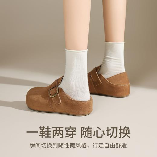 ZHR复古勃肯鞋女2026春季新款懒人一脚蹬两穿半拖鞋内增高休闲鞋 商品图2