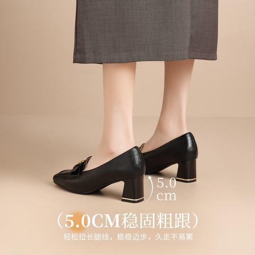 ZHR则则山茶花优雅浅口单鞋女2026新款时髦百搭复古方头粗跟单鞋 商品图2