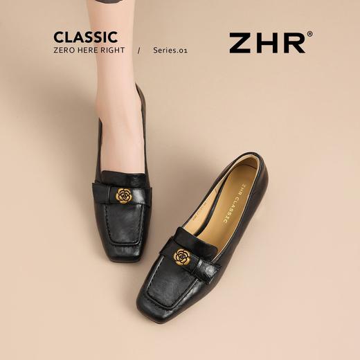 ZHR则则山茶花优雅浅口单鞋女2026新款时髦百搭复古方头粗跟单鞋 商品图9