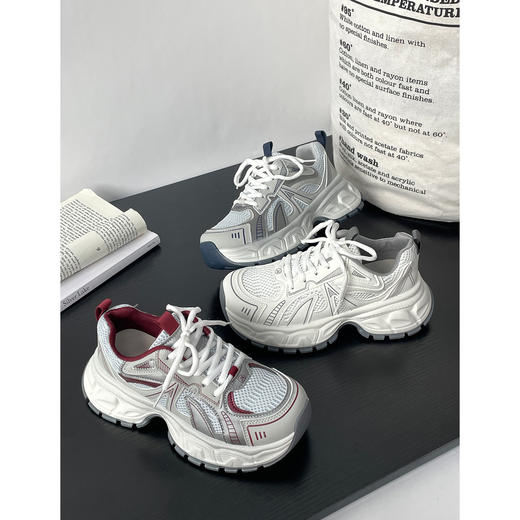 【YW】无忧购春季新款厚底增高网面透气轻便撞色休闲运动老爹鞋MIS-5681（3.7截单后3-7天发货) 商品图0