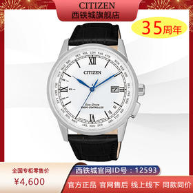 西铁城日本官方正品皮带正装商务光动能多局电波男表CB0150-11A