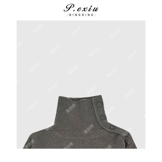 A008潘依绣丁丁宠粉设计感时尚侧边扣高领毛衣 Q34031 商品图2