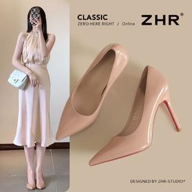 ZHR则则10cm超高跟细跟鞋女2026新款职业红底尖头高跟鞋气质百搭