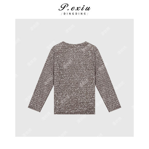 04-1潘依绣丁丁宠粉高级感重工珠光亮片V领气质长袖上衣 HY003 商品图2