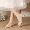 ZHR则则红色婚鞋女鞋2026新款轻奢优雅珠花尖头舒适粗跟单鞋婚礼 商品缩略图8