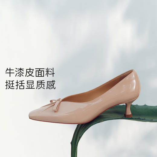 7or9蝴蝶结裸粉高跟鞋新款春系百搭桃红马卡龙 商品图5