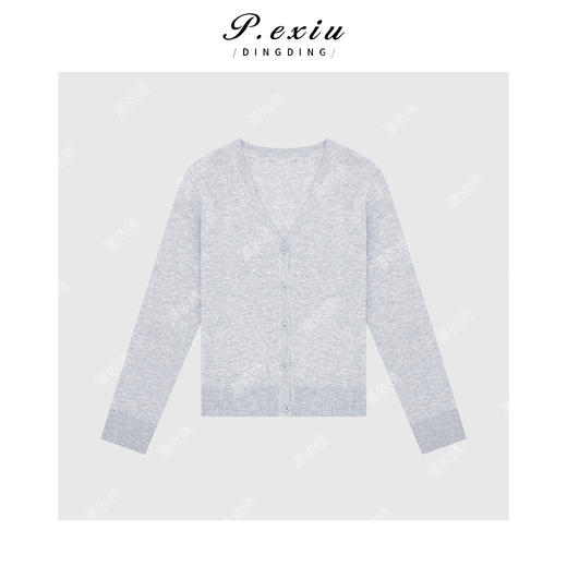 A008潘依绣丁丁宠粉极简气质款V领毛织开衫 Q56031 商品图0