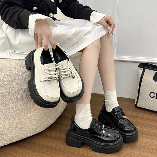 【YW】无忧购英伦风厚底小皮鞋女春季新款复古百搭系带增高单鞋H9272（3.1截单后3-7天发货) 商品图1