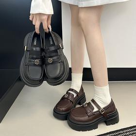 【YW】无忧购英伦风厚底乐福鞋女2026春季新款复古增高小皮鞋H9275（3.1截单后3-7天发货)