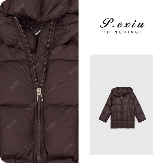 A008潘依绣丁丁宠粉【树莓可颂】90%白鸭绒加厚保暖连帽羽绒服B120 商品图0