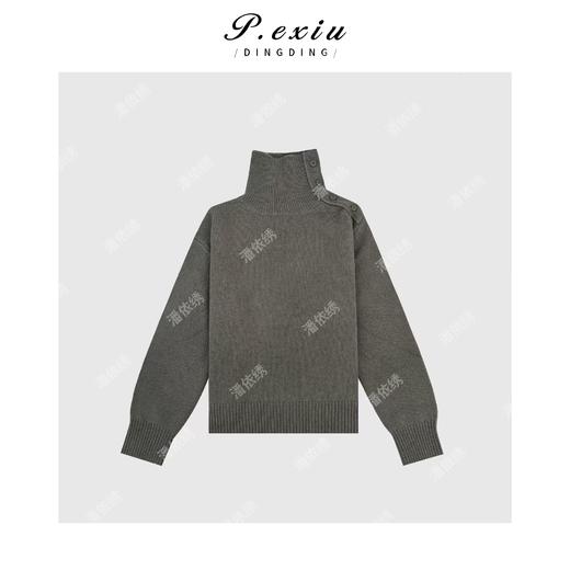 A008潘依绣丁丁宠粉设计感时尚侧边扣高领毛衣 Q34031 商品图0