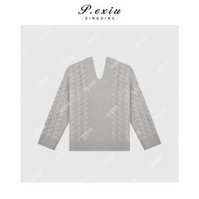 A008潘依绣丁丁宠粉100羊-毛 法式气质麻花编制U领毛衣 Q1250