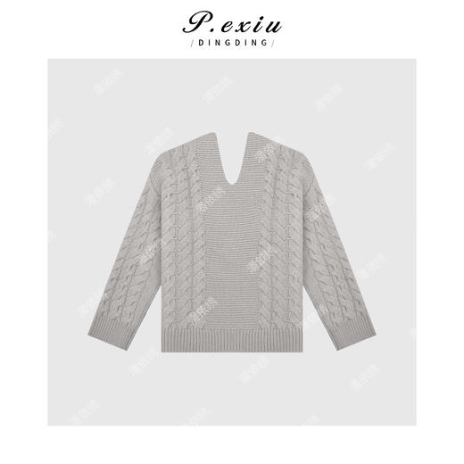 A008潘依绣丁丁宠粉100羊-毛 法式气质麻花编制U领毛衣 Q1250 商品图0