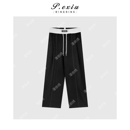 04-3潘依绣丁丁宠粉韩系撞色抽绳松紧腰时髦百搭休闲裤 Q72011 商品图0