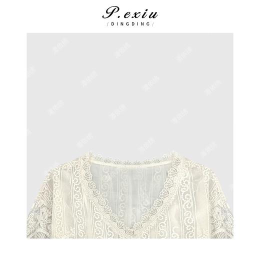 04-1潘依绣丁丁宠粉法式风重工全蕾丝绣花长袖T恤 Q45033 商品图2