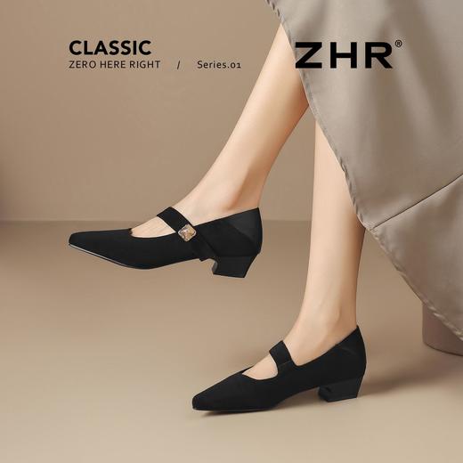 ZHR则则尖头方扣粗跟玛丽珍鞋女鞋2026新款法式优雅简约浅口单鞋 商品图2