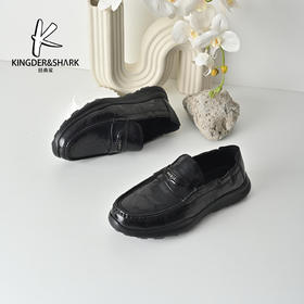 经典鲨2026年专辑专柜新品牛皮革一脚蹬正装商务皮鞋KW366-613021