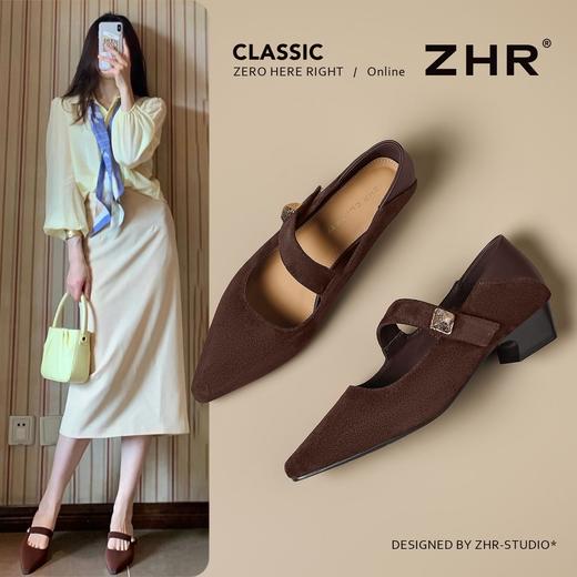 ZHR则则尖头方扣粗跟玛丽珍鞋女鞋2026新款法式优雅简约浅口单鞋 商品图1