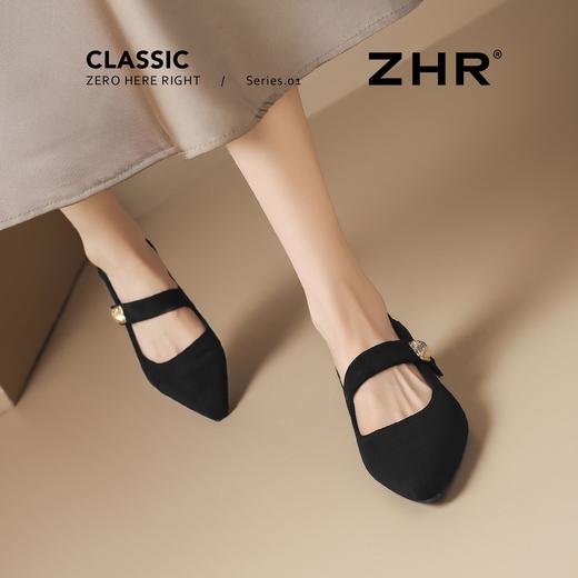 ZHR则则尖头方扣粗跟玛丽珍鞋女鞋2026新款法式优雅简约浅口单鞋 商品图3