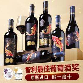 傲鱼智利原装原瓶进口红酒干红葡萄酒水果酒整箱