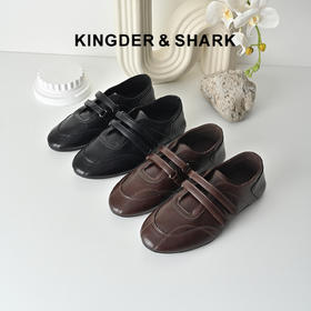 经典鲨2026春季专柜新品法式复古魔术贴软底舒适防滑单鞋女KW507-617011