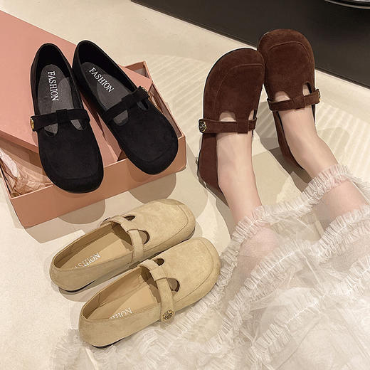 【YW】无忧购法式复古圆头单鞋女春季新款软底百搭玛丽珍鞋580（3.1截单后3-7天发货) 商品图0