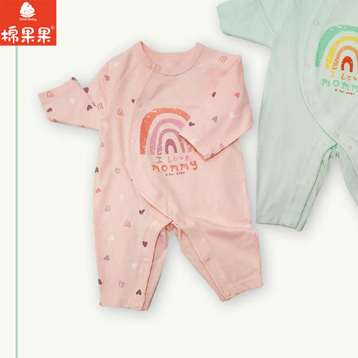 棉果果春季新品女宝卡通可爱5A抗菌纯棉爬衣偏襟连体衣M121720226012 商品图0