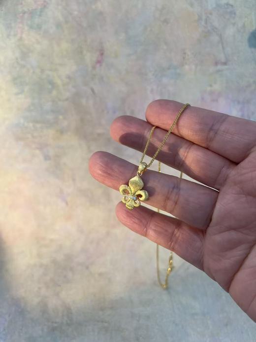 金色鸢尾重工拉丝吊坠项链/手链   绝美光华 银镀金首饰  （非质量问题 不退不换） 商品图7