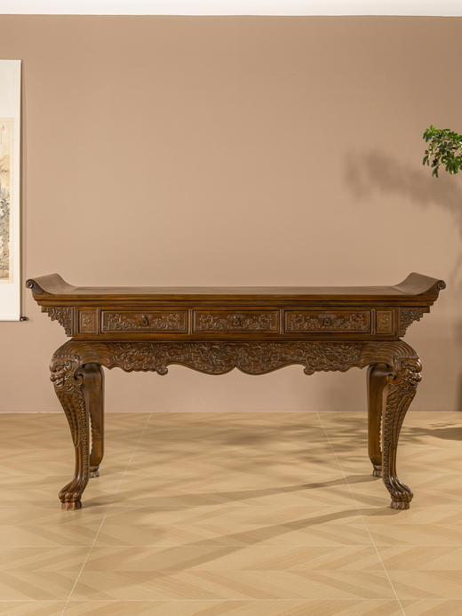 二十世纪	楠木高束腰三弯腿翘头大供案 商品图1