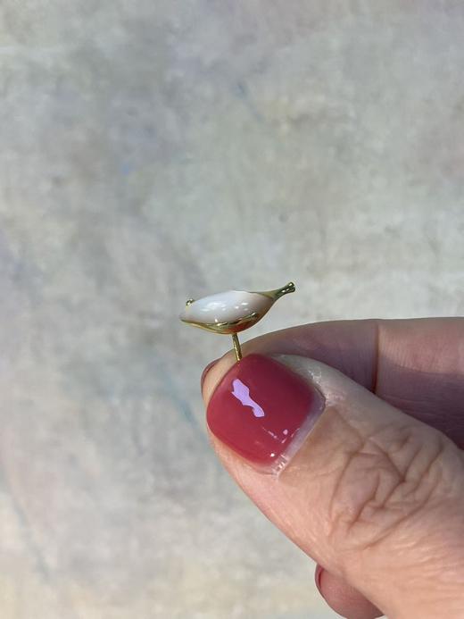 林间小鸟天然贝母耳钉 德国珠宝品牌尾单 银镀金耳钉  非质量问题 不退不换 商品图5