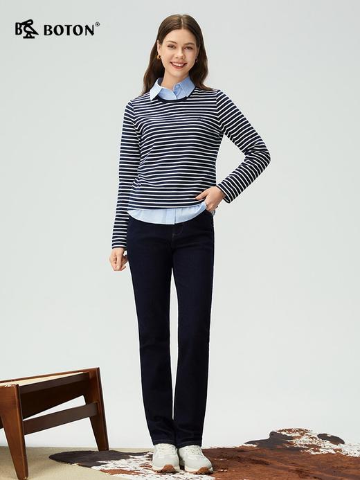 【不易褪色】波顿秋冬女士加绒牛仔裤合身小直筒通勤休闲百搭长裤LE508325 商品图1