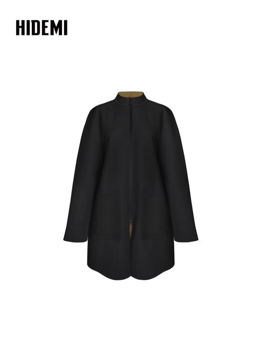 HIDEMI 设计感美丽奴羊毛简约立领双面穿双层复合中长款西装外套 商品图12