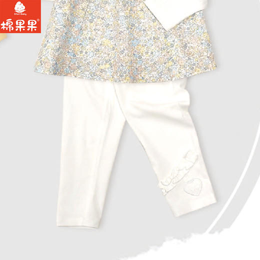 棉果果春季新品女童路路加白色纯棉打底裤M122206226132 商品图0