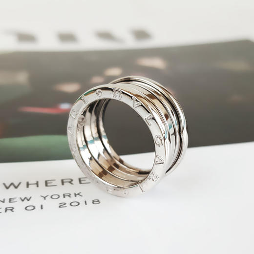 【95新】BVLGARI宝格丽B.zero1系列AN191026白金四环弹簧戒指55号中性款190126NJS39 商品图4