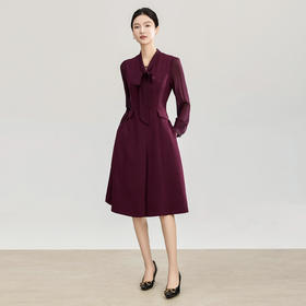 「高货wl」全新升级【铂金会员367/天猫489/差价122】(74400)洛诗琳法式轻奢烫钻连衣裙2026春季新款飘带领通勤收腰裙