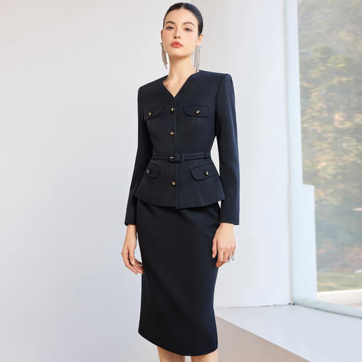 IWY/高级感藏青色西装套裙女收腰显瘦职业装两件套气质职业裙装J26CS272 商品图1