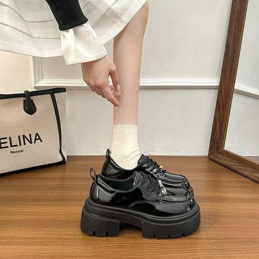 【YW】无忧购英伦风厚底小皮鞋女春季新款复古百搭系带增高单鞋H9272（3.1截单后3-7天发货) 商品图6