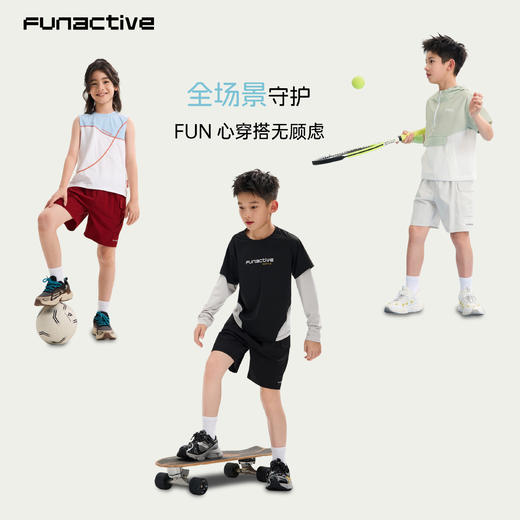 【轻肤裤】funactive男童轻薄短裤男童户外防泼水运动工装五分裤F1UK10257 商品图5