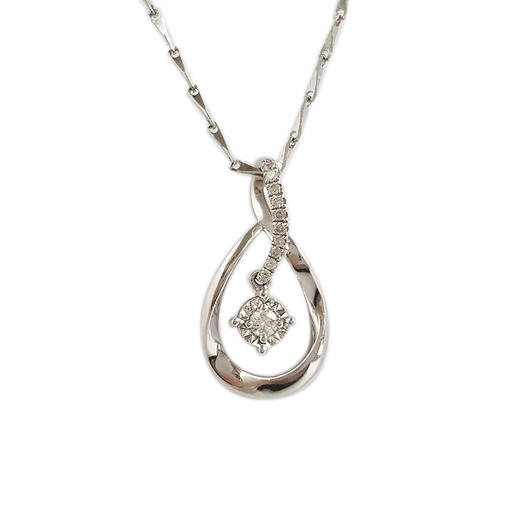 中国黄金AU750白金简约时尚0.045克拉钻石吊坠项链20.4*11.1*5.4MM（皆取最大值）链长：43CM（长度可调节）270126NJ20 商品图0