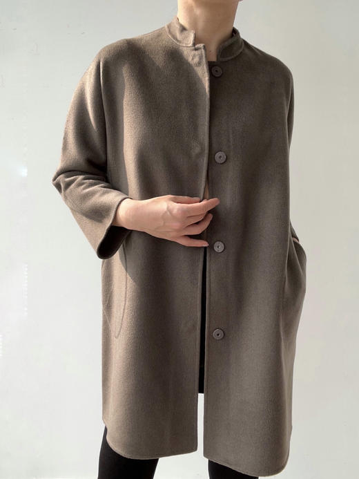 Puree｜#0914 纯羊绒 9分袖茧型大衣 [米 / 褐色] 商品图1